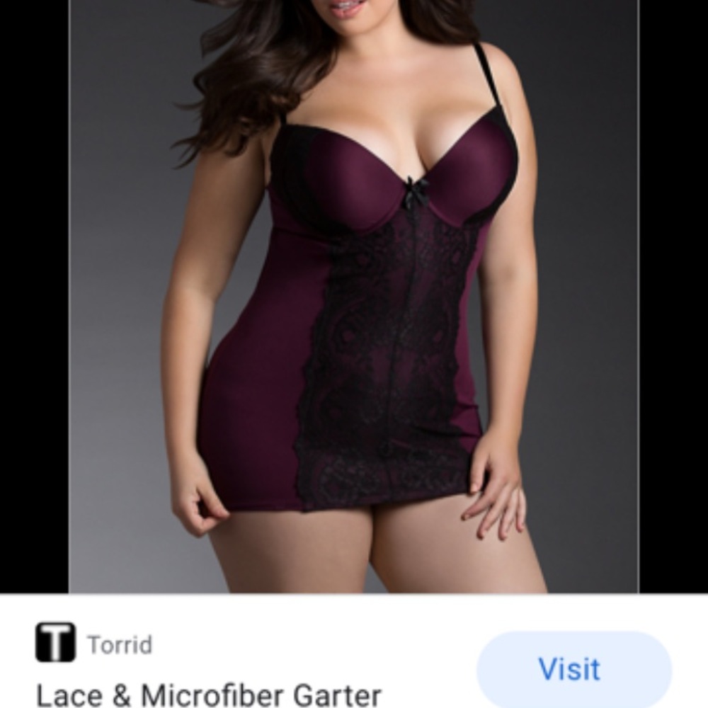 Torrid Women's Black and Purple Lace Chemise